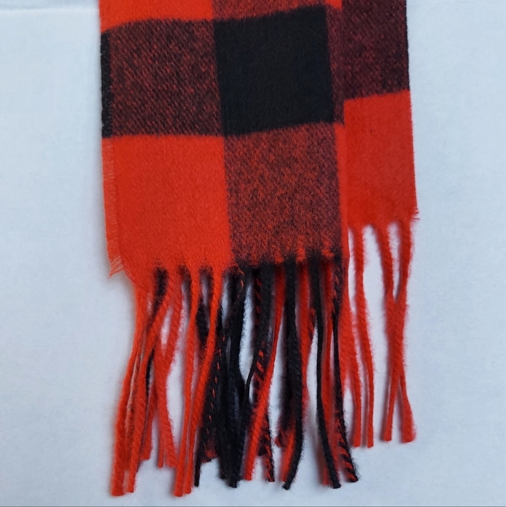 Classic Scarf Womens Mens Red Black Neck Scarf Plaid Winter Scarf Fall Softest - Picture 8 of 10